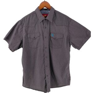 Rodeo Clothing Co Western Pearl Snap Shirt Mens XL Brown Short Sleeve Cotton